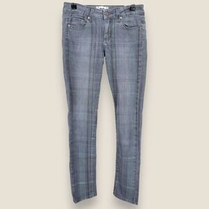 Paige Skyline Ankle Peg Jeans Gray Spearmint Plaid Slim Fit Stretch Womens 25